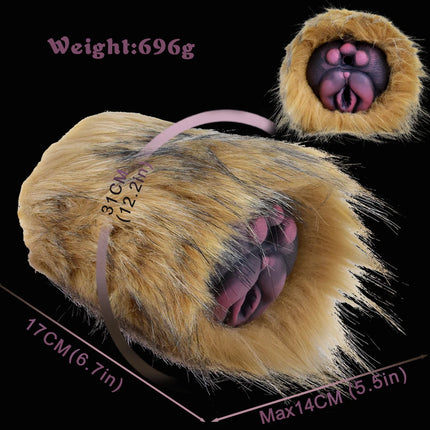 SXXY Fur Dog Pussy Masturbation Cup Silicone Realistic Vaginal Dual Channel Male Masturbation Fantasy Animal Adult Sex Toy