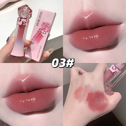 Gege Bear Water Light Lip Llaze Set Mirror Lipstick Lip Gloss, Hydrating Moisturizing, Long Lasting, Gift for Lover