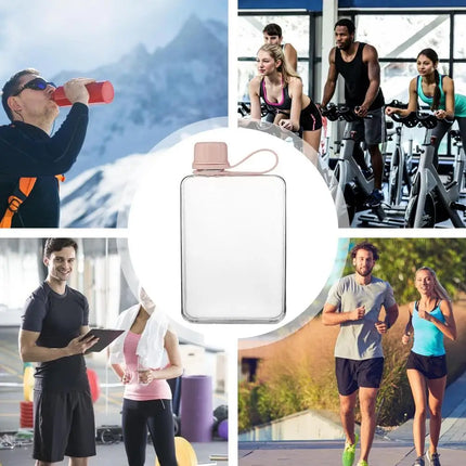 Pocket Water Bottle 500ml Flat Drink Cup Water Bottle Summer Water Flask Sports Water Bottle Leak-Proof Slim Cold Flask For