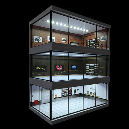 Diorama 1: 43 Car Showroom Parking Lot Scene Model with LED Lighting City Car Garage Scene Display Models