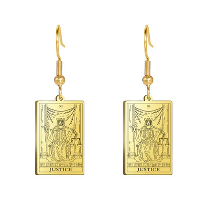 Classic Tarot Cards Stainless Steel Drop Earring for Women Sun Moon Star Lovers Divination Tarot Jewelry Birthday Gift