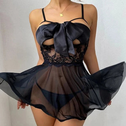 Sexy Lingerie Women Crotchless Sleepwear Summer Pajamas Lace Female Night Dress Erotic Costumes Underwear Nightgown G-string