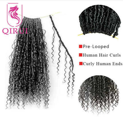 Knotless Crochet Boho Goddes Locs With Human Hair Curls Curly Ends Pre Looped Crochet New Soft Locs Box Braids 12-72 Strands