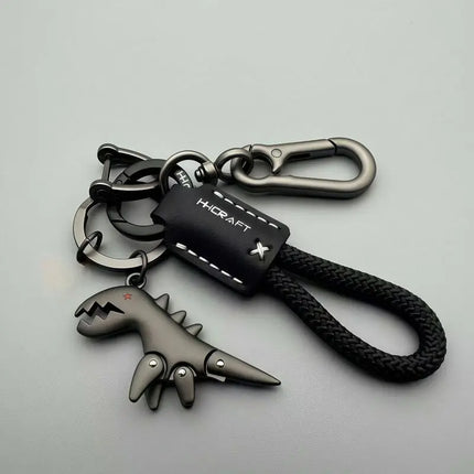 Cute Cartoon Dinosaur Keychain, Exquisite Leather Rope Key Ring for Women, Car Keychain & Bag Pendant Gift