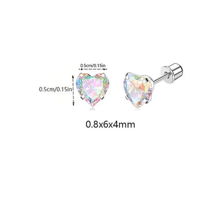 Hypoallergenic Spiral Earrings for Ladies Surgery Steel Cute Heart CZ Flowers Pearl Ball Small Stud Earrings for Girls
