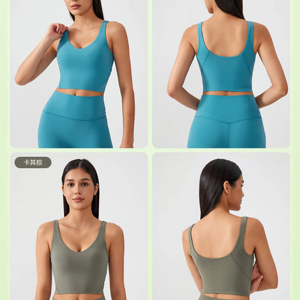 Sports Bra for Women Yoga Top Fixed Chest Pad Gym Vest Shock-proof Workout Tops Yoga Clothes U-shaped Back Fitness Crop Top