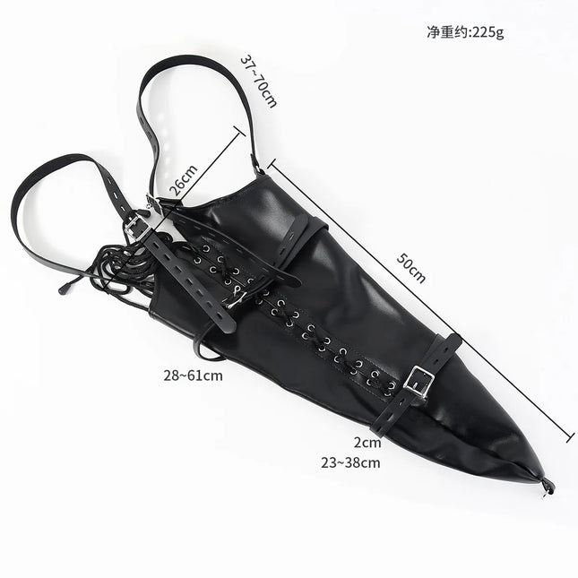 Adjustable Leather Arm Binder Restraint Sack BDSM Bondage Slave Role Play Kit Body Harness Adult Sex Toy for Women Men Fetish
