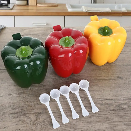 4 In 1 Plastic Creative Seasoning Jar Container With Spoon Chili Shape Barbecue Condiment Spice Rack Home Kitchen Acceesories