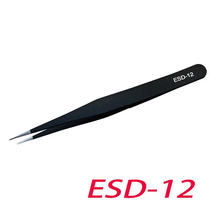 6pcs Anti-Static Stainless Steel Tweezers Precision Maintenance Industrial Repair Curved Working Model Making Hand Tool