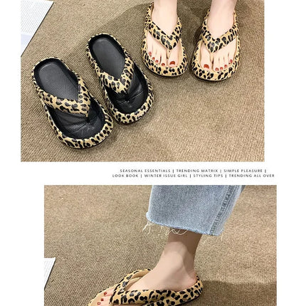 2025 Women Plaid Thong Flip Flops Summer Thick Platform Slides Ladies Non Slip Clip Toe Slippers Soft Casual Outdoor Beach Shoes