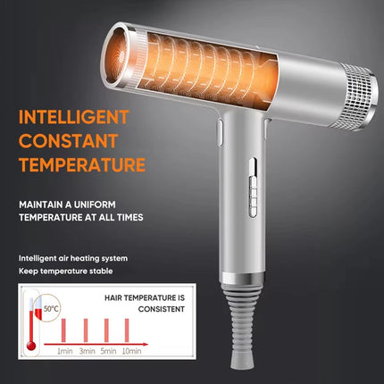 Low noise hot and cold negative ion hair dryer Intelligent temperature adjustable quick-drying bladeless hair dryer