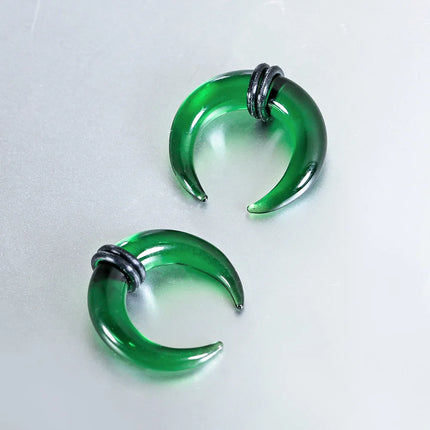 Casvort 1PCS Cozy Glass Stretching Kits Pincher Taper with O-Rings Buffalo Septum Retainers Hypoallergenic Piercing Jewelry