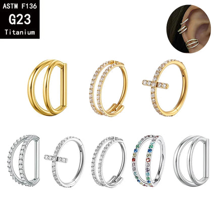 G23 Titanium ASTM F136 Nose Rings Piercing Hoop Earrings For Women Septum Nose Ring Clicker piercing Set  Body Jewelry