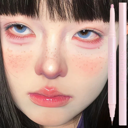 Double Head Matte Pink Lying Silkworm Pen Waterproof Lasting Brightening Glitter Natural Eyeshadow Pen Korean Makeup Cosmetic ﻿