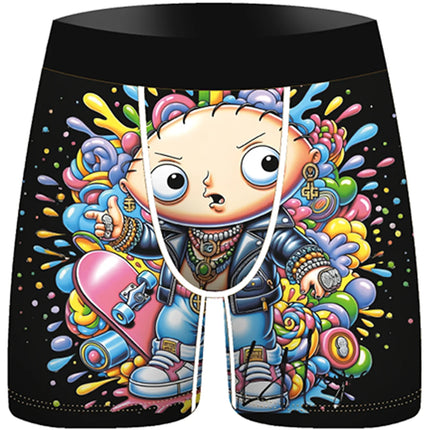 3Pcs Men Underwear Boxers Breathable Mens Boxershorts Men's Panties Underpants Cartoon Print Man Boxers Briefs Trunks