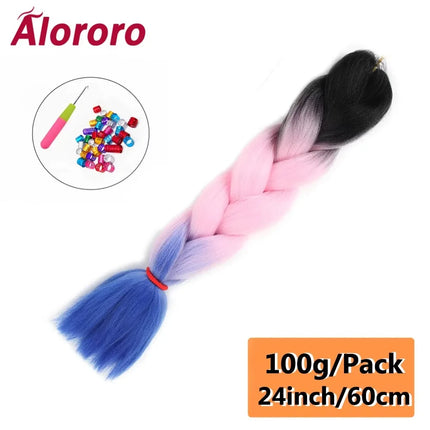 24 Inch Jumbo Braids for Hair Extensions Purple Synthetic Braiding Hair Accessories 100G/Pack Women DIY Hair for Crochet Braid
