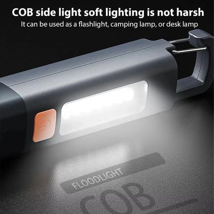Strong Lighting ABS Flashlamp USB Rechargeable Zoomable Waterproof Outdoor EDC Torch with Hook  Long-range Emergency Lantern