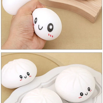 Giant Dumpling Squeeze Toy for Anxiety Relief Soft Steamed Stuffed Bun Simulation Food Fidget Decompression Dough Toy