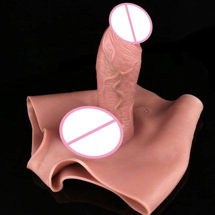 SXXY Huge Realistic Hollow Dildo Pants Silicone High Waist Penis Sleeve Panties For Men Dick Extend Strap On Condom For Couples