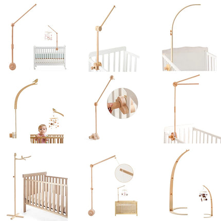 Baby Rattle Toy Bed Bell Bracket Wooden Mobile 0-12 Months Newborn Crochet Bed Bell Hanging Toys Holder Bracket Infant Crib Gift
