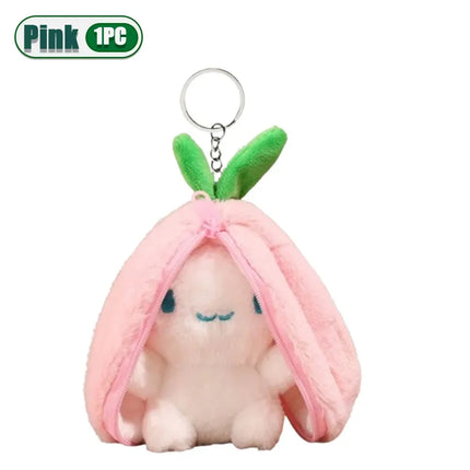 Funny Strawberry Carrot Rabbit Plush Toys Stuffed Into Fruit Transform Soft Animals Bunny Doll For Boys Girls Birthday Gift