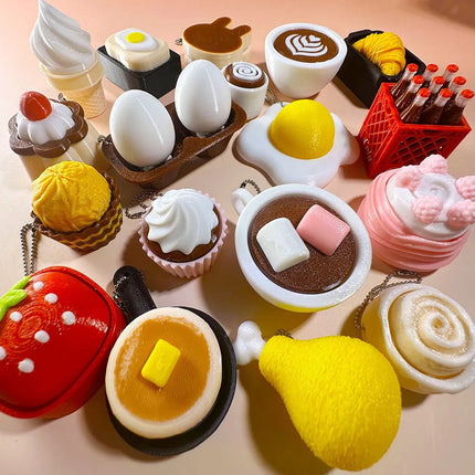 Calming Keychain Keys Finger Button Anti-stress Toys Strawberry Cake Ice Funny Decompression Gifts for Children Adults