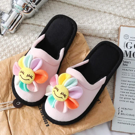Autumn/winter Warm Cotton Slippers Women's Cartoon Peach Heart Design Floor Anti-slip Home Slippers For New Mothers