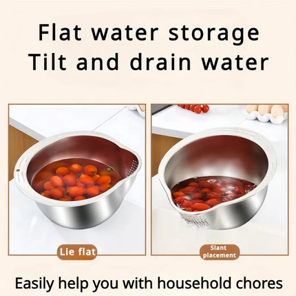 Rice Washer Strainer Bowl Stainless Steel Rice Washing Bowl Rice Sieve Colander Fruit And Vegetable Strainer Kitchen Tools