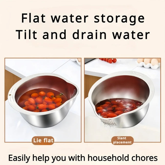Rice Washer Strainer Bowl Stainless Steel Rice Washing Bowl Rice Sieve Colander Fruit And Vegetable Strainer Kitchen Tools