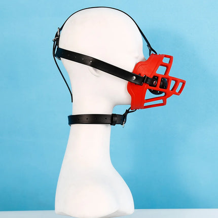 Half Face Slave Mask with Gag Ball Muzzle BDSM Bondage Restraint Fetish Mouth Gag Hood Sex Toys for Couples Adult Games Pet Play