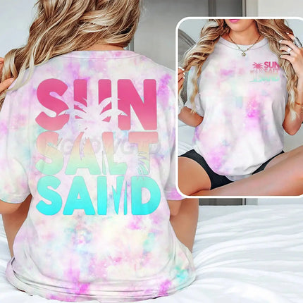 Sun Salt Sand Graphic T Shirts Funny Ocean Beach Series Men Women Aesthetic Short Sleeve Loose Casual Vacation Trip Y2K Tops