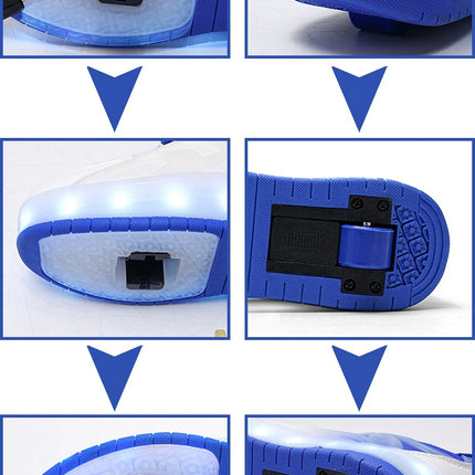 Two Wheels Children's Led Light Roller Skate Shoes For Kids Boys Girls Glowing Sports Luminous Sneakers Skateboard USB Charging