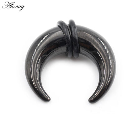 2PCS Stainless Steel C Shape Buffalo Horn Ear Taper Stretcher Expander Septum Captive Tragus Cartilage Piercing Body Jewelry