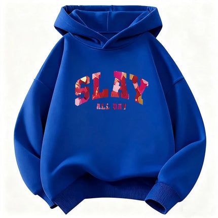 Y2k Slay All Day Letter Printed Kids Hoodie Children's Sweatshirt Hoody for Boys Girls Casual Hoodies Hip Hop Clothes