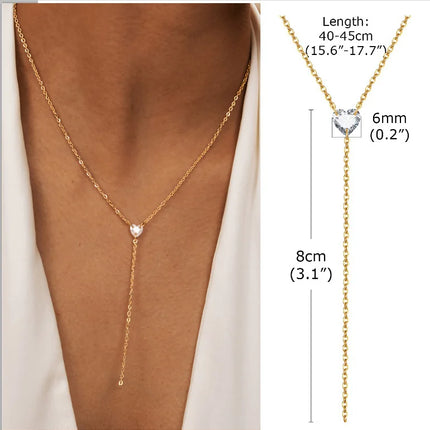 Gold Plated Stainless Steel Lariat Necklace, Dainty Long Layered Necklace for Women Girls, Y-Shaped Drop Pendant