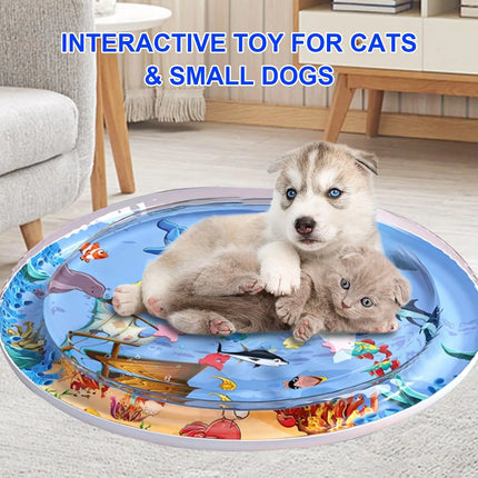 Cat Water Mat Sensory Water Playmat, Anti-Scratch Design Pet Water Mat for Bored Indoor Cats, Cat Interactive Toys with Inflator