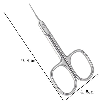 1pc Professional Nail Dead Skin Remover Stainless Steel Eyebrow Scissors Durable Curved Cross-Tail Design Nail Care Beauty Tools