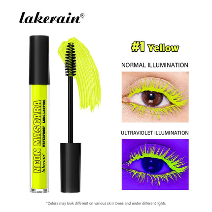Fluorescence Mascara Waterproof Eyelash Long Lasting Fast Dry Colorful Neon Eyelashes Curling Lengthens Eye Lashes Cosmetics