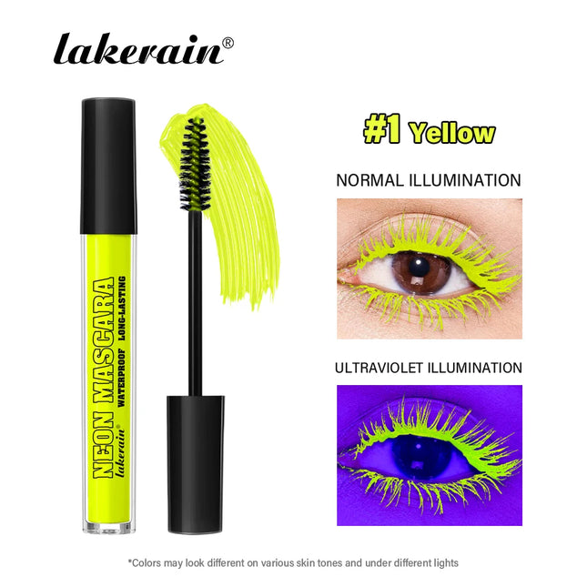 Fluorescence Mascara Waterproof Eyelash Long Lasting Fast Dry Colorful Neon Eyelashes Curling Lengthens Eye Lashes Cosmetics