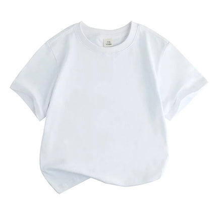 Children Solid color Short sleeve Suitable for boys girls top 3-12 Age Toddle T-shirts summer casual  white pink black clothing