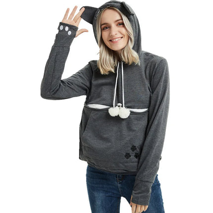 Cat Lovers Hoodies Pouch Dog Pet Hoodies For Casual Kangaroo Pet Paw Pullovers Cuddle Pouch Sweatshirt Pocket Animal Ear Hooded