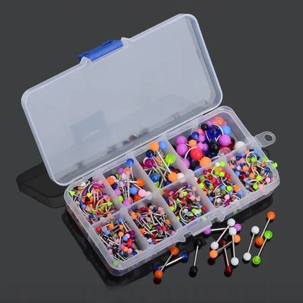 45/90pcs Mix Stainless Steel Nose Ear Belly Lip Tongue Ring Captive Bead Eyebrow Bar Piercings Body Jewelry Lot Bulk
