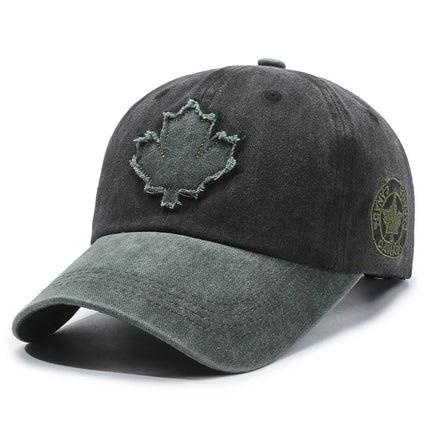 European and American Maple Leaf Retro Baseball Men and Women Washed Cotton Duck Tongue Spring Summer Outdoor Color Matching Hat