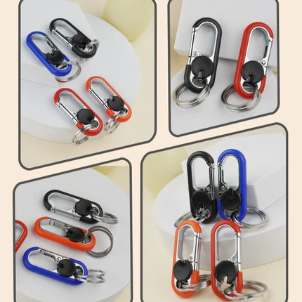 1/4Pcs Rotatable Lock Carabiner Keychain Metal Double Ring Anti-Lost Key Holder Quick Release Key Ring Pendant for Men