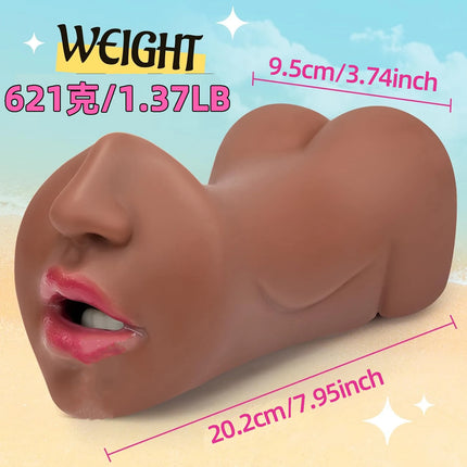 Realistic 3-in-1 Male Sex Doll Cup with 3D Texture Strong Suction Massager Pocket Genital Fun Toy for Adult Entertainment