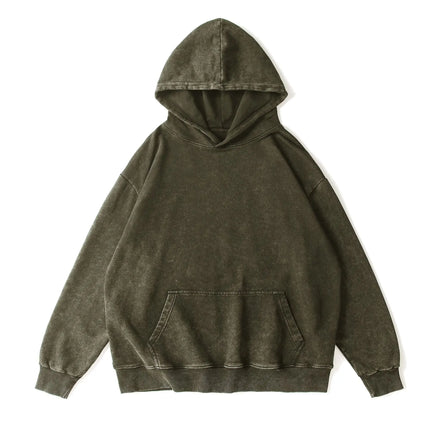 Washed Cotton Hoodie Sweatshirt Loose Wax Dyeing Pure Cotton Long Sleeve Autumn Winter Men Women Casual Fashion Streetwear