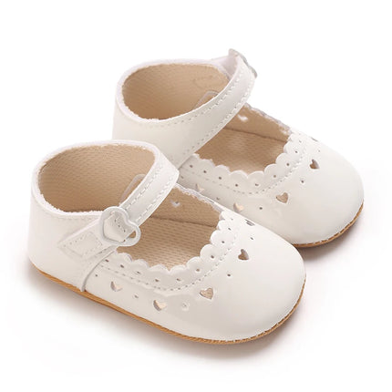 Solid Color Baby Girl Mary Jane Shoes With Soft Rubber Sole Anti Slip Spring And Autumn Princess Shoes Suitable For 0-18M Babies