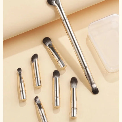6-Pack Portable Makeup Brush Replacement Brush Head Nose Shadow Brush Travel Set