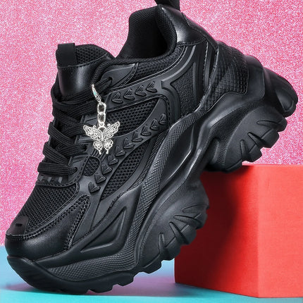 Women's Lightweight 7cm White Thick-Soled Trbottomyy Versatile Fashionable Casual Vulcanized Shoes with Silver Butterfly Decorative Pendant Chain Shoes High Water Platform Trbottomyy Versatile White Women's Comfortable Soft-S