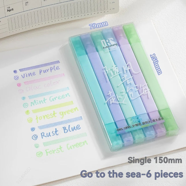 6/12 Colors Highlighters Cute Pastel Pens Bible Pens Soft Tip Aesthetics Markers Kawaii Stationary for Students School Supplies